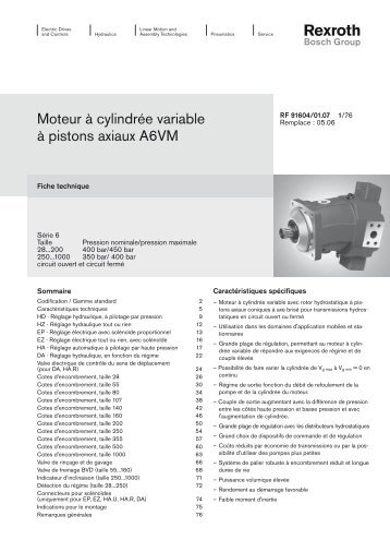 Moteur Ã  cylindrÃ©e variable Ã  pistons axiaux A6VM - Bosch Rexroth