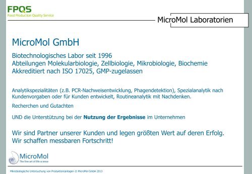 Mikrobiologische Untersuchung von Produktionsanlagen - awenko.de