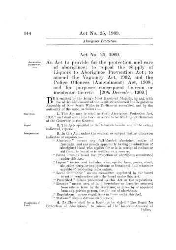 Aborigines Protection Act 1909 (NSW)