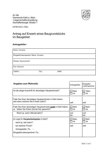 Grundstück Von Gemeinde Kaufen Antrag Antrag Baugrundstück