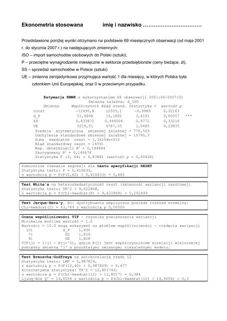 zestaw egzaminacyjny