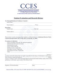 Records Release Form - Christ Church Episcopal School