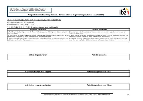 Lijst vergunde interne bewakingsdiensten - Vigilis