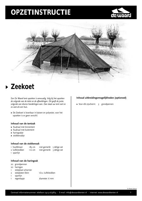 OPZETINSTRUCTIE Ω Zeekoet - De Waard Tenten