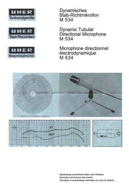 Bedienungsanleitung und technische Daten Uher Mikrofon M 534