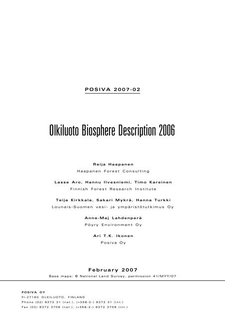 Olkiluoto Biosphere Description 2006 (pdf) (4.1 MB) - Posiva