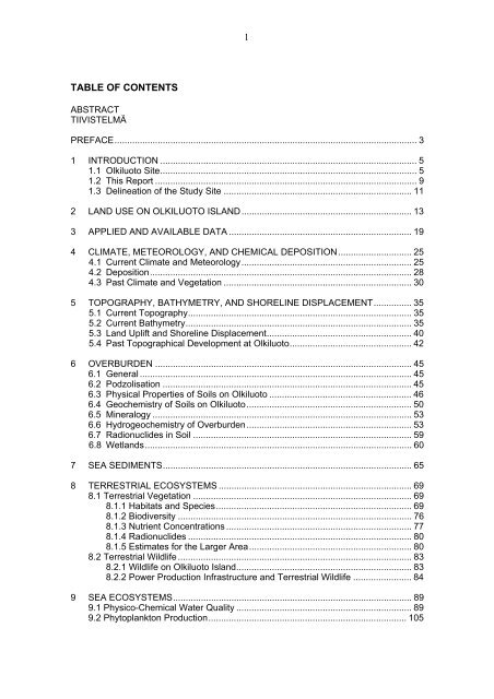 Olkiluoto Biosphere Description 2006 (pdf) (4.1 MB) - Posiva