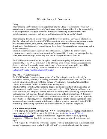 Website Policy & Procedures - Fort Valley State University