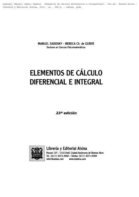 ELEMENTOS DE CALCULO DIFERENCIAL E INTEGRAL