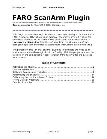 FARO ScanArm Plugin - Geomagic