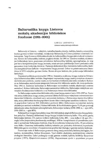 (1991-2001). p. 78-80. - Lietuvos mokslų akademijos biblioteka