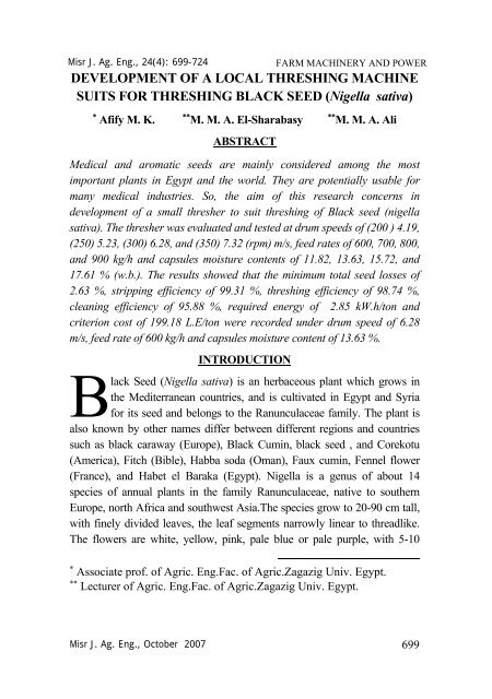 Full Text - Misr Journal Of Agricultural Engineering (MJAE)