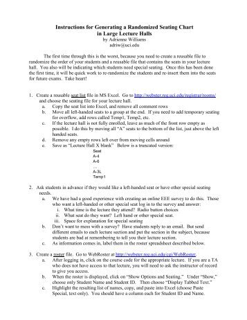 Instructions for Generating a Randomized Seating Chart in Large ...