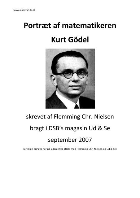 PortrÃ¦t af matematikeren Kurt GÃ¶del - Matema10k.dk