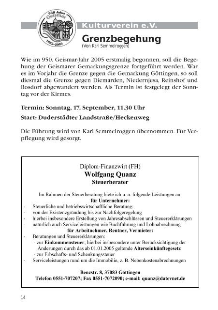 Nachrichtenblatt September 2006 - Werbegemeinschaft Geismar ...