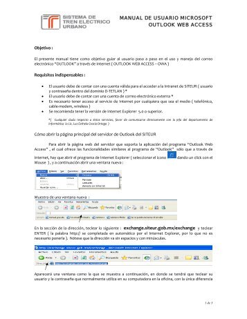 manual de usuario microsoft outlook web access - Siteur