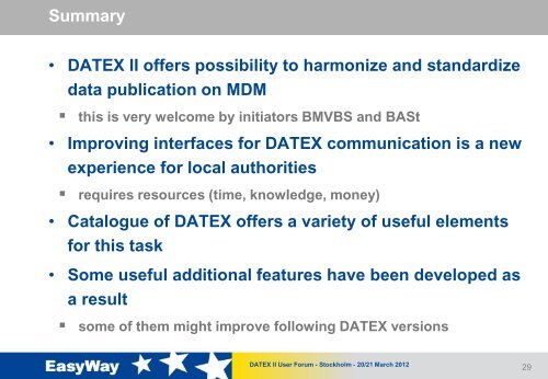 Use of Datex II in the German Mobility Data Marketplace by local ...