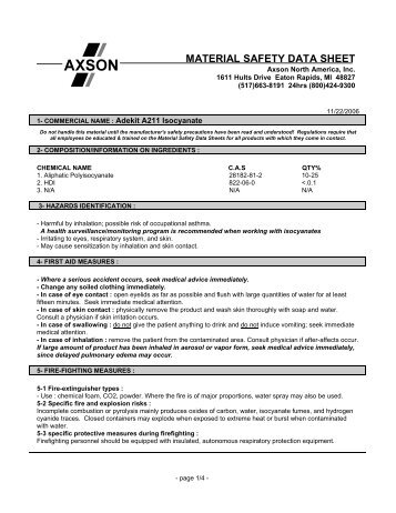 ISO MSDS - Axson North America, Inc