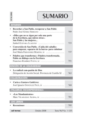 SUMARIO - Editorial Sal Terrae