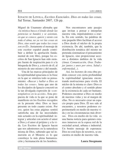 SUMARIO - Editorial Sal Terrae