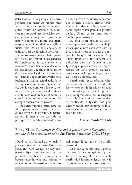 SUMARIO - Editorial Sal Terrae