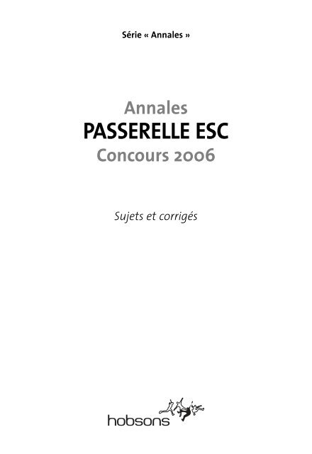 Annales Passerelle Esc 2006