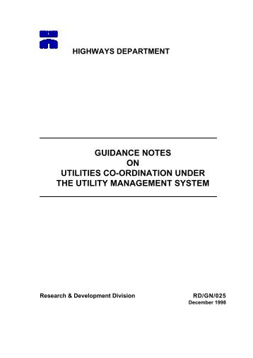 guidance notes on utilities co-ordination under the utility