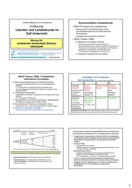 Vorlesung: Literatur und Landeskunde im DaF-Unterricht - Moodle 2