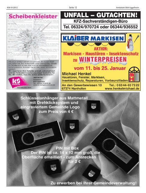 Amtsblatt vom 05.01.2012 (KW 1) - Gemeinde Böhl-Iggelheim