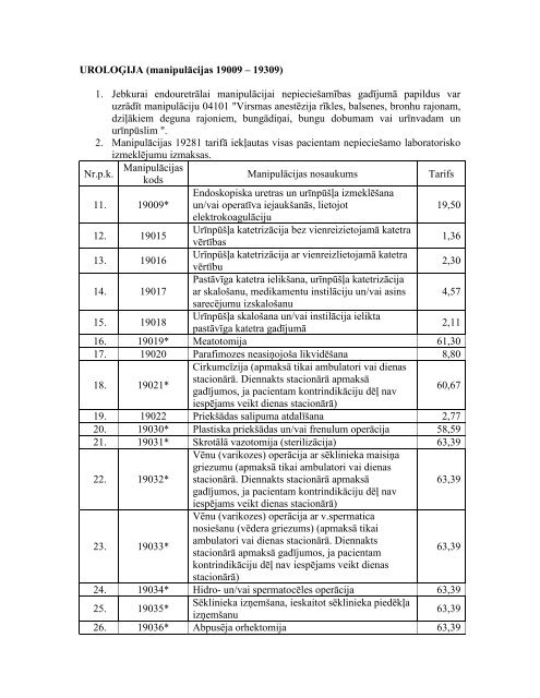 UROLOÄ¢IJA (manipulÄcijas 19009 â 19309) 1. Jebkurai ...