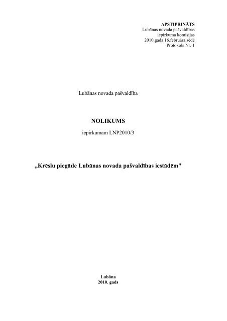 Konkursa nolikums - Lubānas novads