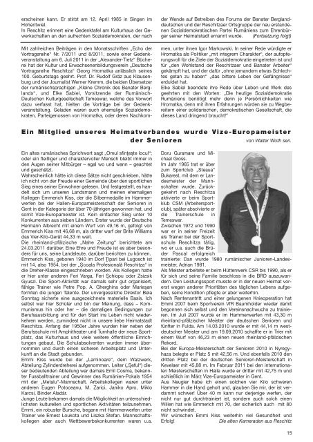 Herzliche Glückwünsche 2011 - Banater Berglanddeutsche