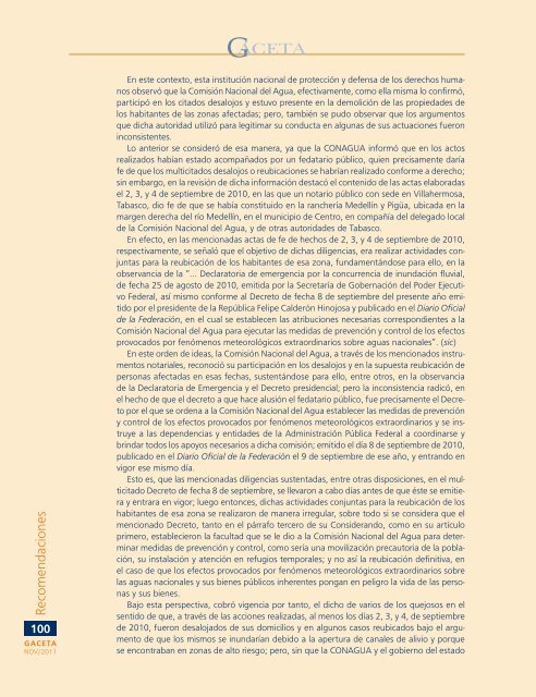 Gaceta NÂ° 256 - ComisiÃ³n Nacional de los Derechos Humanos