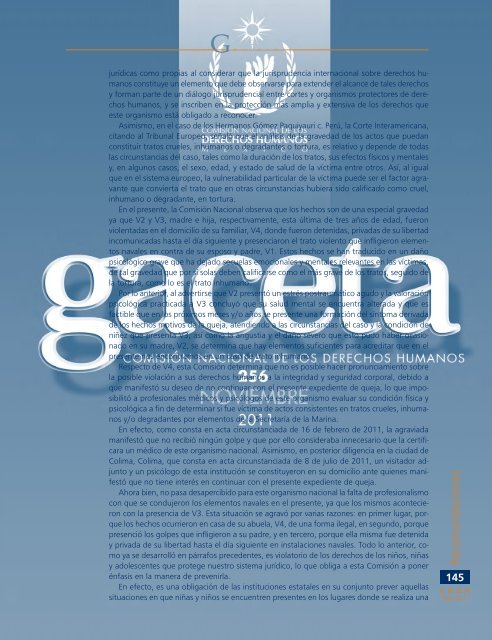 Gaceta NÂ° 256 - ComisiÃ³n Nacional de los Derechos Humanos