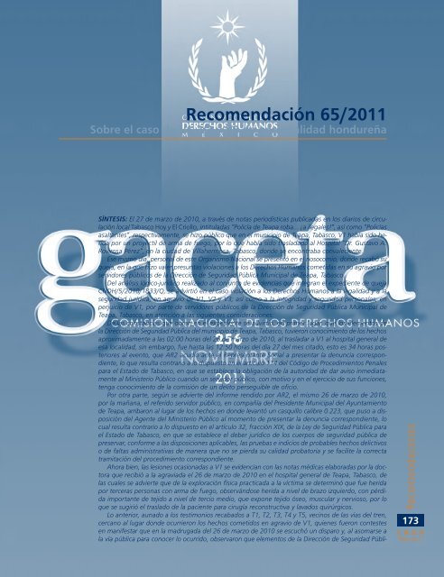 Gaceta NÂ° 256 - ComisiÃ³n Nacional de los Derechos Humanos