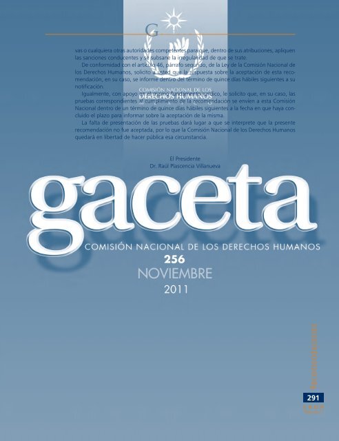 Gaceta NÂ° 256 - ComisiÃ³n Nacional de los Derechos Humanos