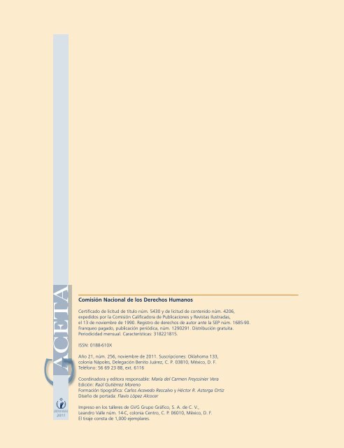 Gaceta NÂ° 256 - ComisiÃ³n Nacional de los Derechos Humanos