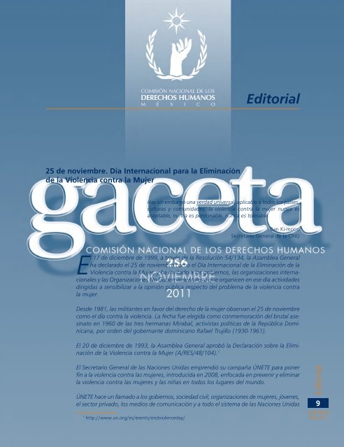 Gaceta NÂ° 256 - ComisiÃ³n Nacional de los Derechos Humanos