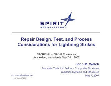 Repair Design, Test, and Process Considerations for Lightning Strikes