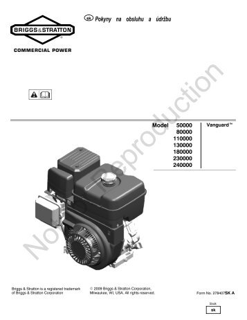 sk Pokyny na obsluhu a ÃºdrÅ¾bu - Briggs & Stratton