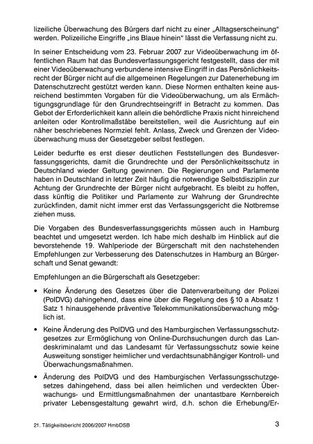 21. Tätigkeitsbericht des Hamburgischen Datenschutzbeauftragten ...