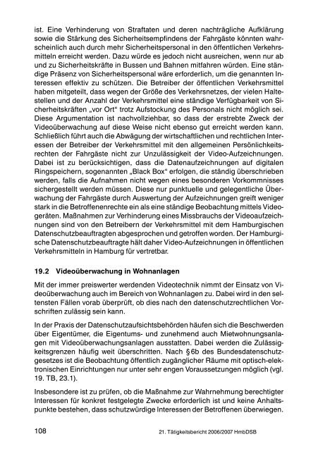 21. Tätigkeitsbericht des Hamburgischen Datenschutzbeauftragten ...