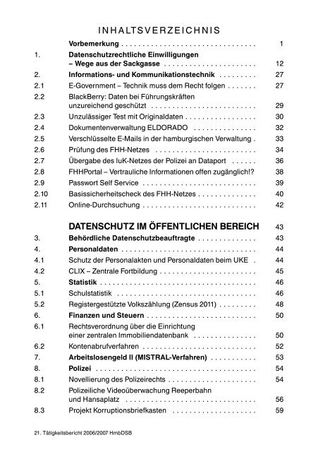 21. Tätigkeitsbericht des Hamburgischen Datenschutzbeauftragten ...