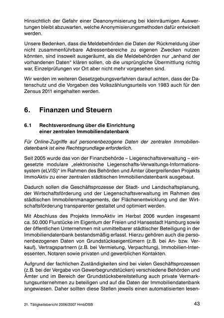 21. Tätigkeitsbericht des Hamburgischen Datenschutzbeauftragten ...