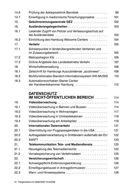 21. Tätigkeitsbericht des Hamburgischen Datenschutzbeauftragten ...