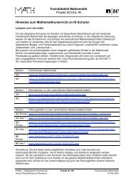 Fachdidaktik Mathematik Projekt SCHUL-IN Hinweise zum ...