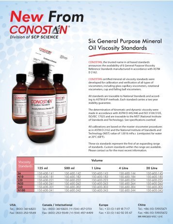 Conostan Oil Viscosity Standards front - SCP Science