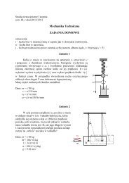 Mechanika Techniczna ZADANIA DOMOWE - dziewiecki@pr.radom.pl