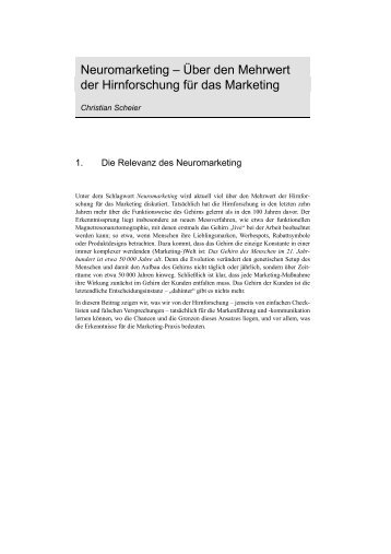 Neuromarketing – Über den Mehrwert der Hirnforschung für das ...