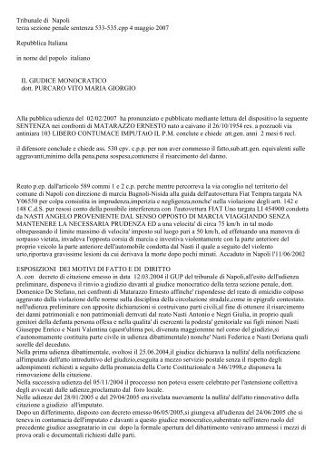 Tribunale di Napoli terza sezione penale sentenza 533-535.cpp 4 ...